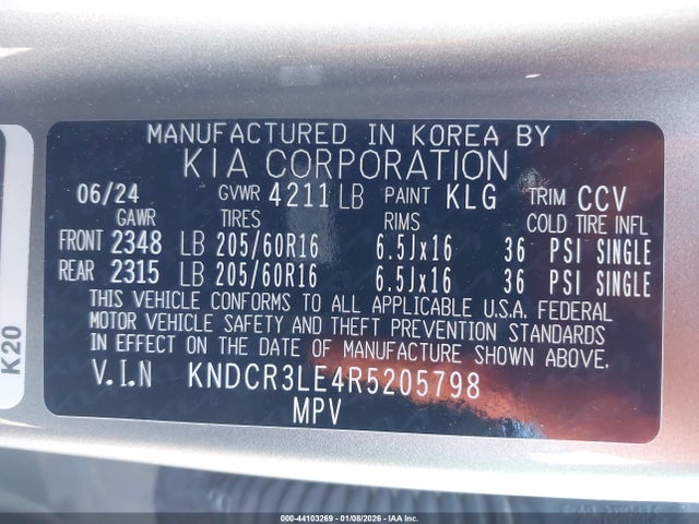 KNDCR3LE4R5205798 KIA NIRO EX