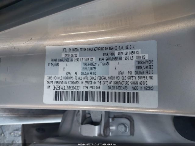 2022 MAZDA MAZDA3 3MZBPACL7NM314701 Photo 8