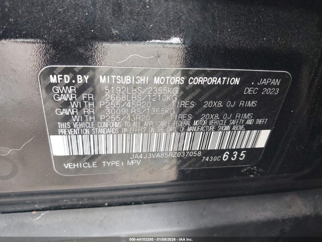 2024 MITSUBISHI OUTLANDER JA4J3VA85RZ037058 Photo 8