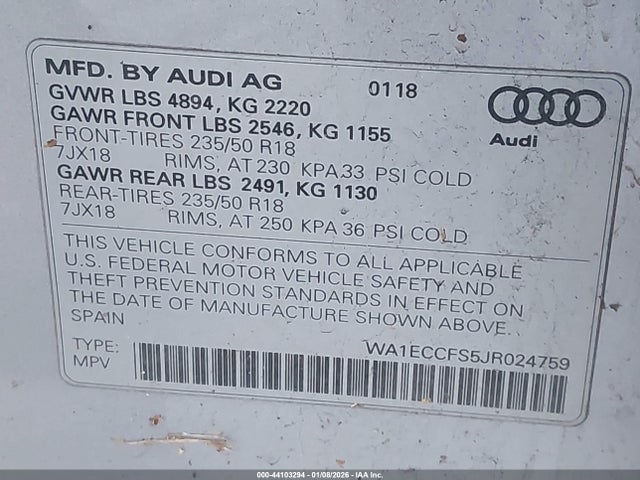 2018 AUDI Q3 WA1ECCFS5JR024759 Photo 8