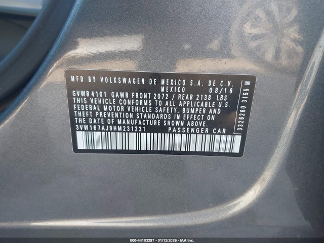 3VW167AJ9HM231231 Volkswagen Jetta 1.4t S