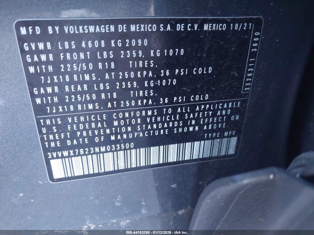 2022 VOLKSWAGEN TAOS 3VVWX7B23NM033500 Photo 8