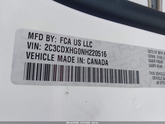 2C3CDXHG0NH220516 Dodge Charger Gt Rwd