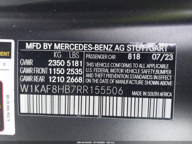 W1KAF8HB7RR155506 Mercedes-Benz Amg C 43 4matic