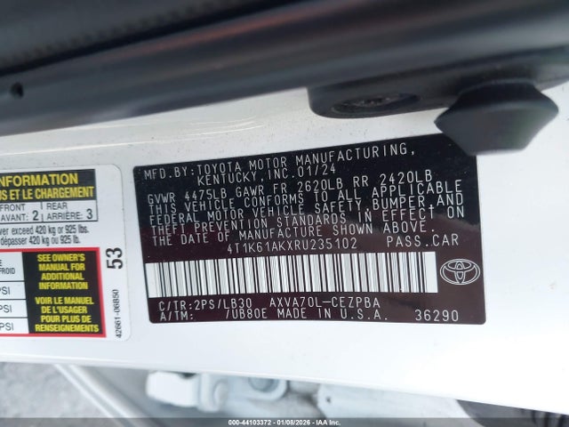 4T1K61AKXRU235102 Toyota CAMRY XSE