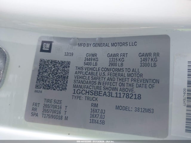 1GCHSBEA3L1178218 Chevrolet Colorado 2wd Long Box Wt