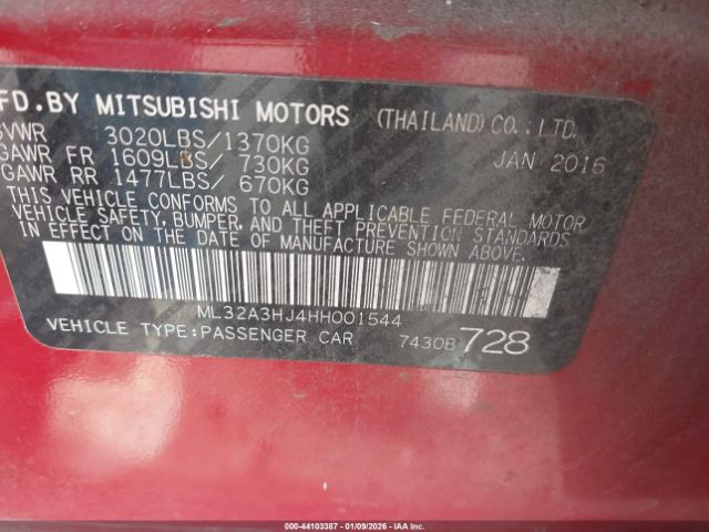 2017 MITSUBISHI MIRAGE ML32A3HJ4HH001544 Photo 8