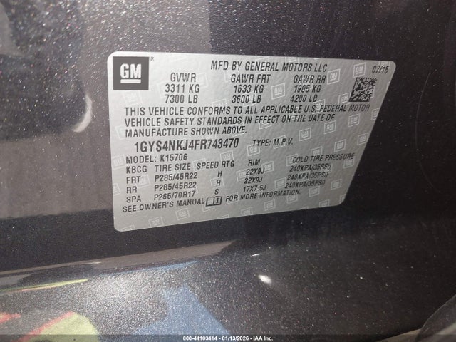 2015 CADILLAC ESCALADE 1GYS4NKJ4FR743470 Photo 8