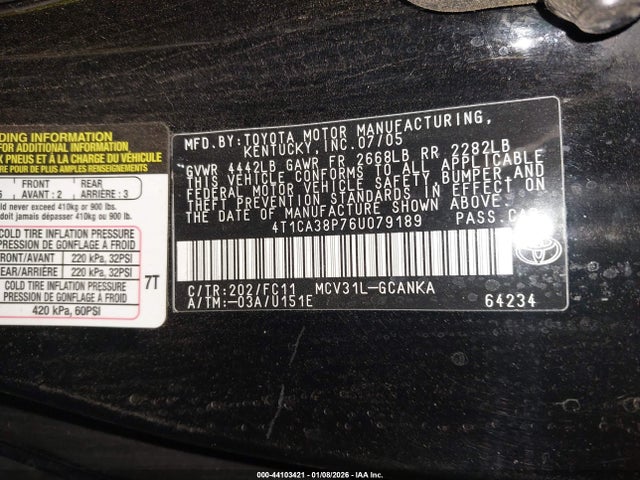 2006 TOYOTA CAMRY SOLARA 4T1CA38P76U079189 Photo 8