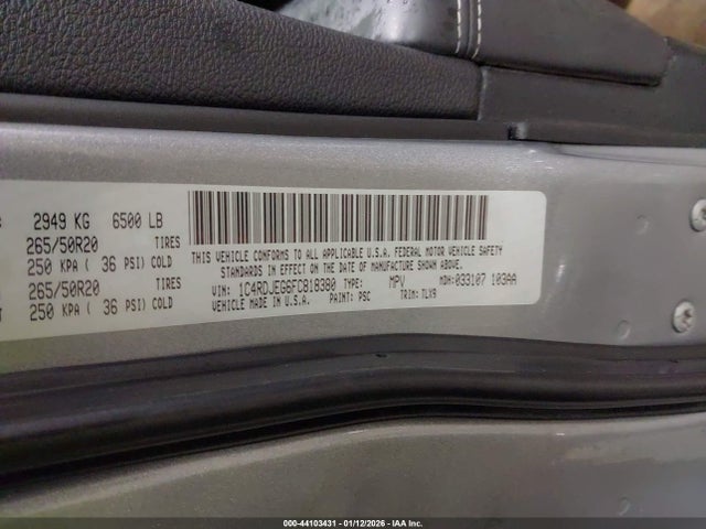 1C4RDJEG6FC818380 Dodge Durango Citadel