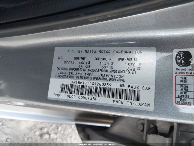 44103441 :رقم المزاد ، JM1BM1T74G1280859 vin ، 2016 Mazda Mazda3 I Sport مزاد بيع