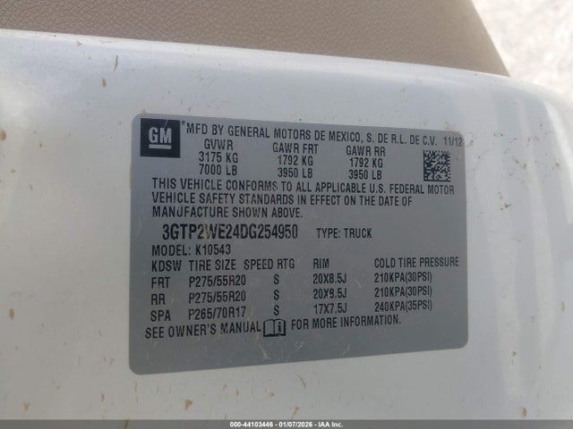 44103446 :رقم المزاد ، 3GTP2WE24DG254950 vin ، 2013 Gmc Sierra 1500 Slt مزاد بيع