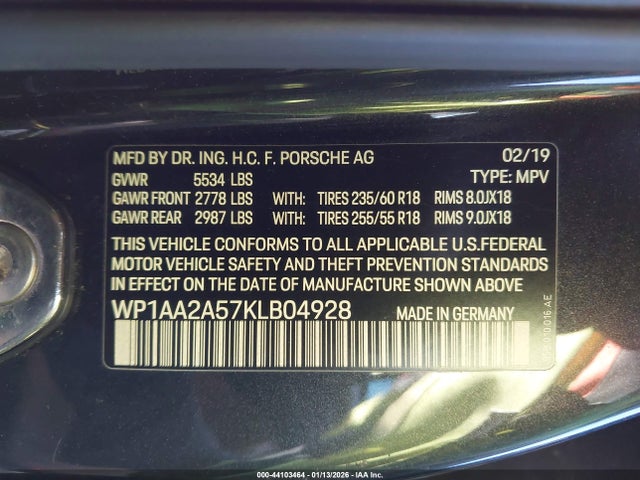 WP1AA2A57KLB04928 Porsche Macan