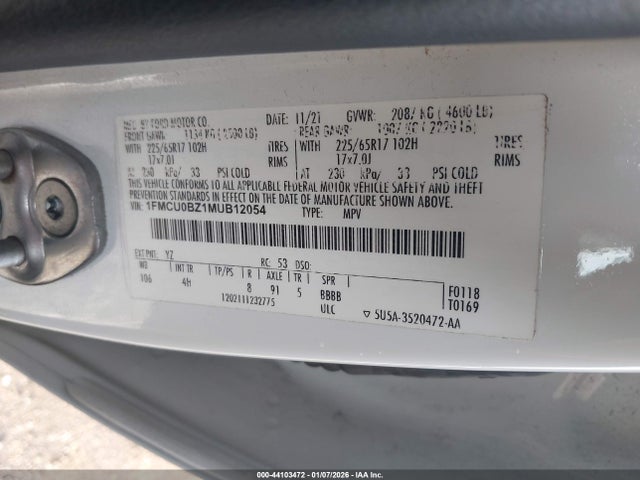 1FMCU0BZ1MUB12054 Ford Escape Se Hybrid