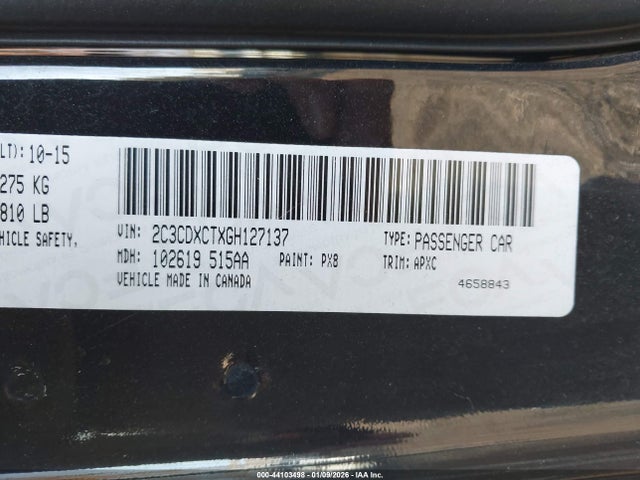 44103498 :رقم المزاد ، 2C3CDXCTXGH127137 vin ، 2016 Dodge Charger R/t مزاد بيع