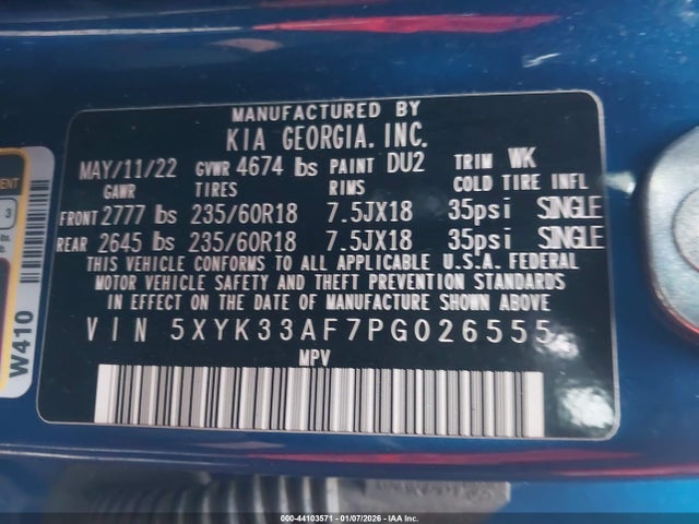 5XYK33AF7PG026555 KIA Sportage Ex