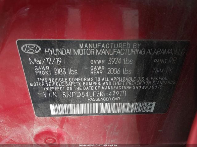 2019 HYUNDAI ELANTRA 5NPD84LF2KH479111 Photo 8