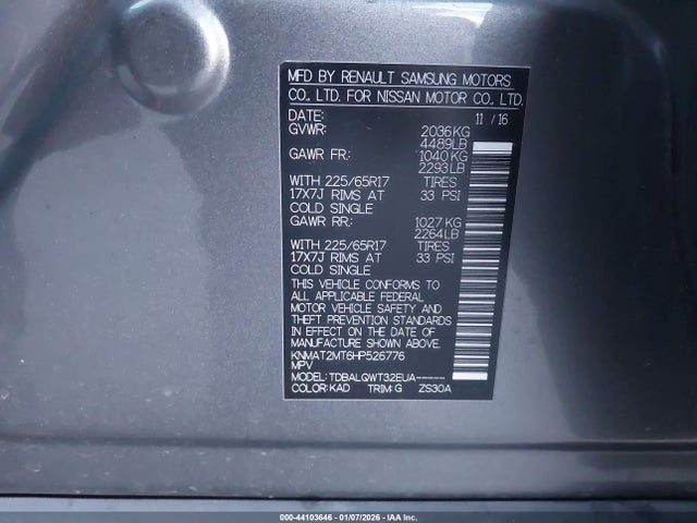 Nissan ROGUE SV 2017 KNMAT2MT6HP526776 Image 9