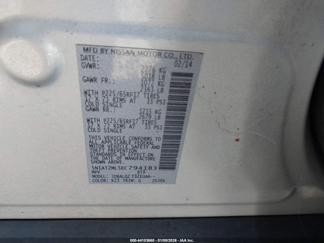 Nissan ROGUE SV 2014 5N1AT2ML5EC794183 Image 9