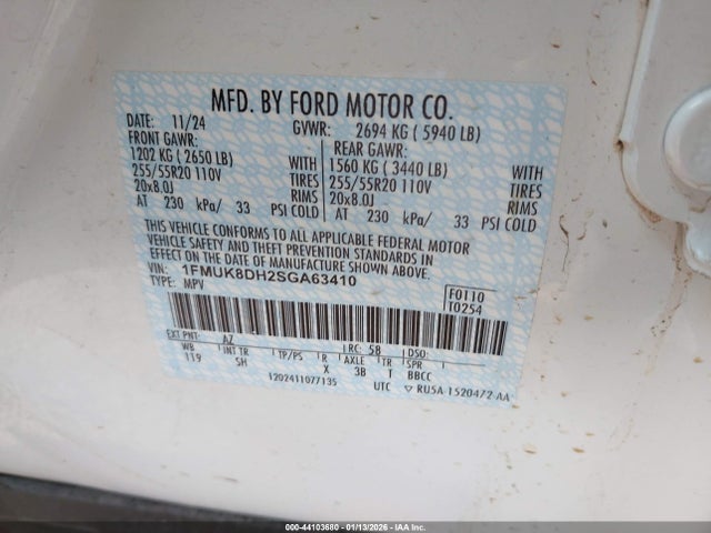 1FMUK8DH2SGA63410 Ford Explorer Active