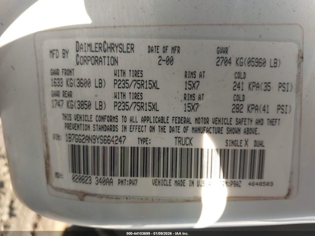 2000 DODGE DAKOTA 1B7GG2AN9YS664247 Photo 8