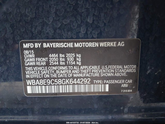 Продаж на аукціоні авто 2016 Bmw 328i, vin: WBA8E9C58GK644292, номер лоту: 44103733
