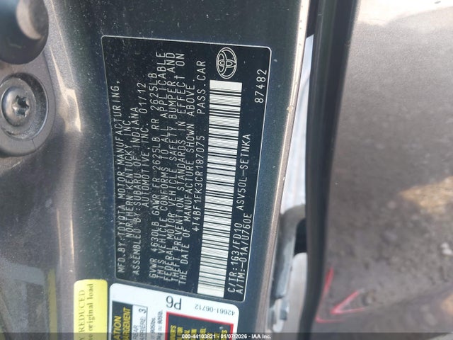 2012 TOYOTA CAMRY 4T4BF1FK3CR187075 Photo 8