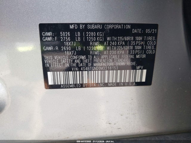 4S4BTGND0M3218153 Subaru Outback Limited Xt