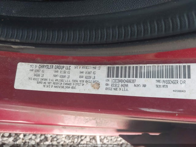 Aukcja sprzedaży 2013 Chrysler 200 Lx, vin: 1C3CCBABXDN686397, numer aukcji: 44103872