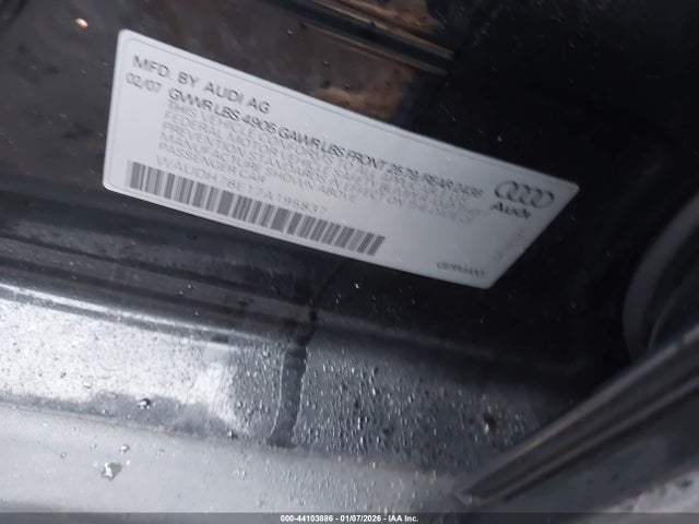 2007 Audi A4 3.2 მანქანა იყიდება აუქციონზე, vin: WAUDH78E17A195837, აუქციონის ნომერი: 44103886