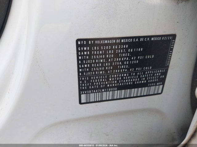 2020 VOLKSWAGEN TIGUAN 3VV3B7AX7LM118030 Photo 8