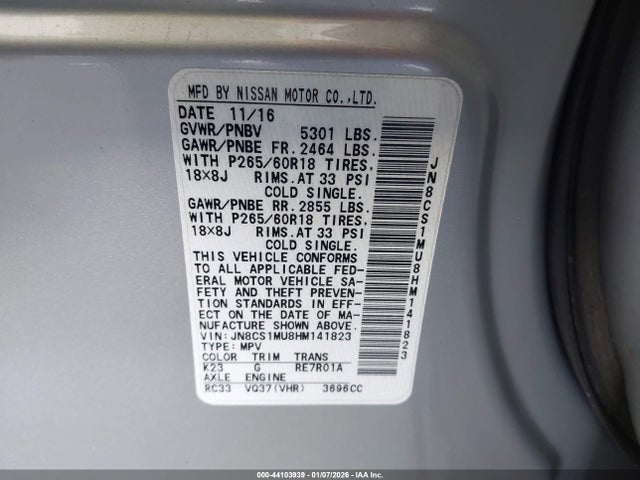 JN8CS1MU8HM141823 Infiniti QX70