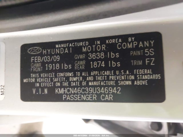2009 HYUNDAI ACCENT KMHCN46C39U346942 Photo 8
