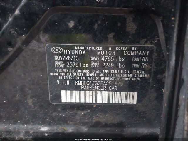 Hyundai Azera 2014 KMHFG4JG2EA351675 Image 9