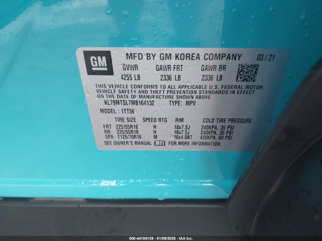 44104139 :رقم المزاد ، KL79MTSL7MB164132 vin ، 2021 Chevrolet Trailblazer Fwd Rs مزاد بيع