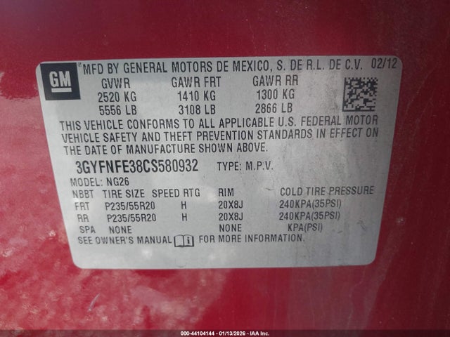 2012 CADILLAC SRX 3GYFNFE38CS580932 Photo 8