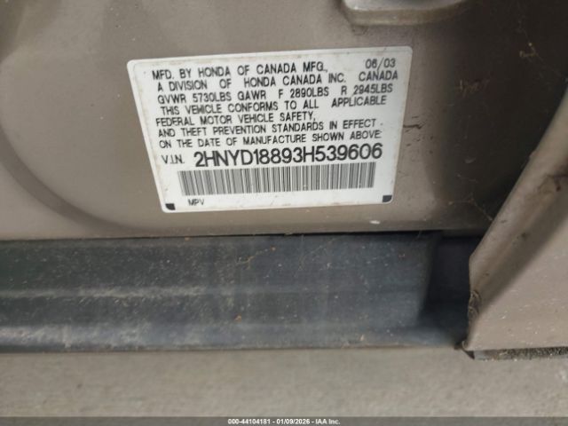 2003 ACURA MDX 2HNYD18893H539606 Photo 8