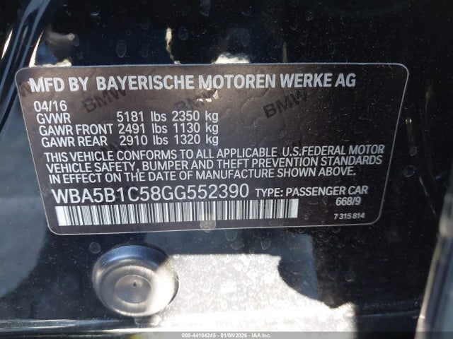 2016 BMW 535I WBA5B1C58GG552390 Photo 8