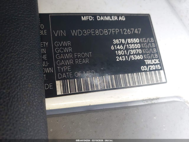WD3PE8DB7FP126747 Mercedes-Benz Sprinter 2500 High Roof