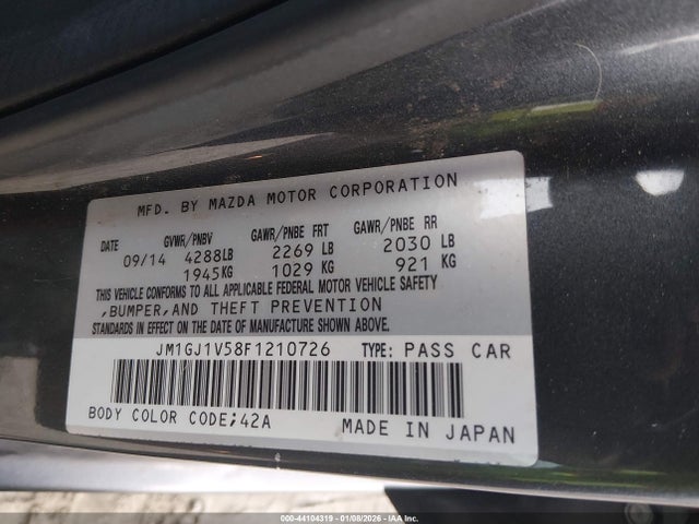 JM1GJ1V58F1210726 Mazda Mazda6 I Touring