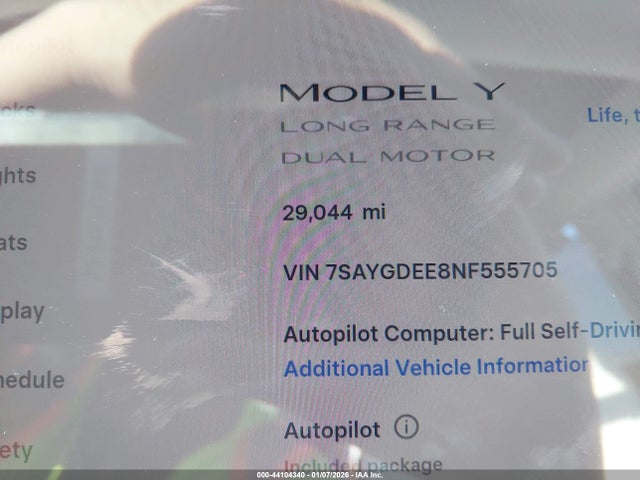 7SAYGDEE8NF555705 Tesla Model Y Long Range Dual Motor All-wheel Drive