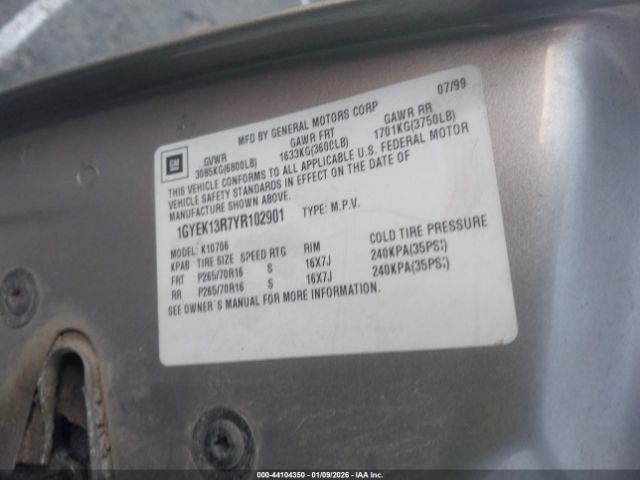 2000 CADILLAC ESCALADE 1GYEK13R7YR102901 Photo 8