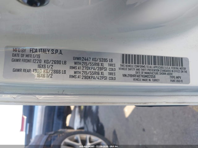 Aukcja sprzedaży 2019 Ram Promaster City Tradesman, vin: ZFBHRFAB7K6M82058, numer aukcji: 44104363