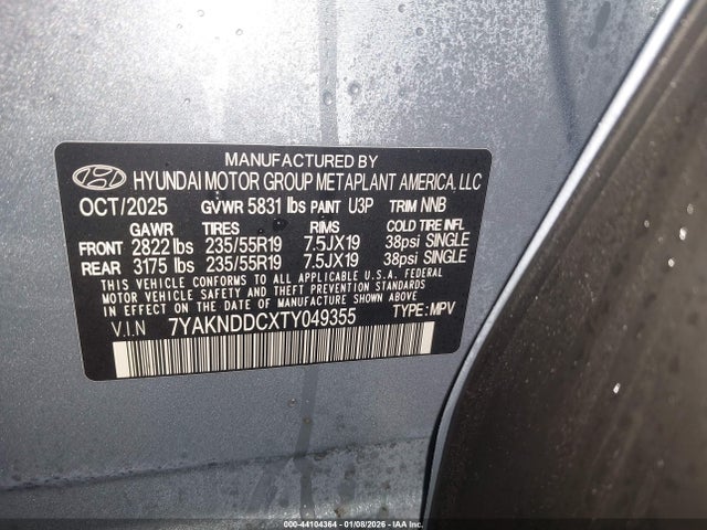 2026 Hyundai Ioniq 5 Sel მანქანა იყიდება აუქციონზე, vin: 7YAKNDDCXTY049355, აუქციონის ნომერი: 44104364