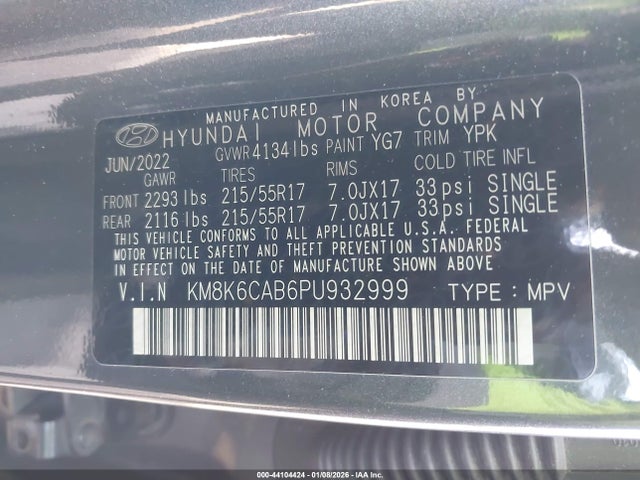 KM8K6CAB6PU932999 Hyundai Kona Sel