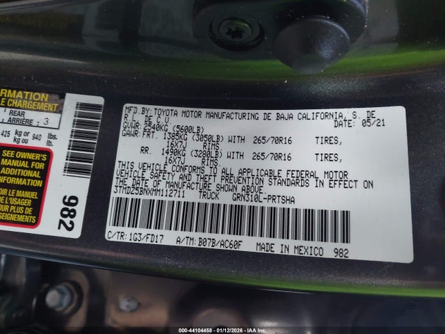 3TMDZ5BNXMM112711 Toyota Tacoma Trd Off-road