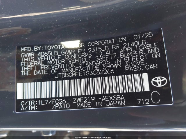JTDBCMFE1S3082266 Toyota Corolla Hybrid Se