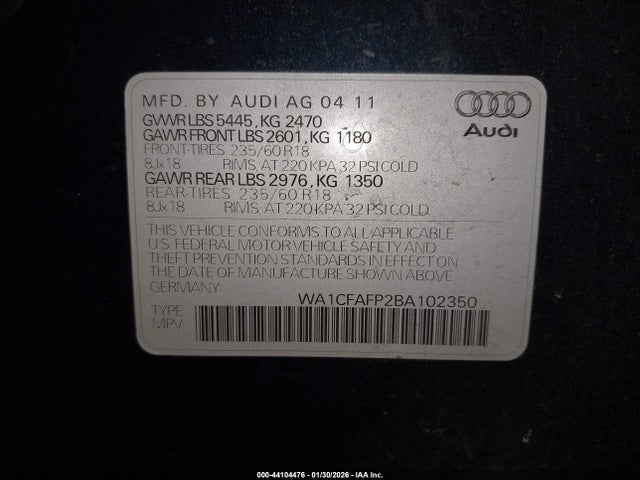 2011 AUDI Q5 WA1CFAFP2BA102350 Photo 8