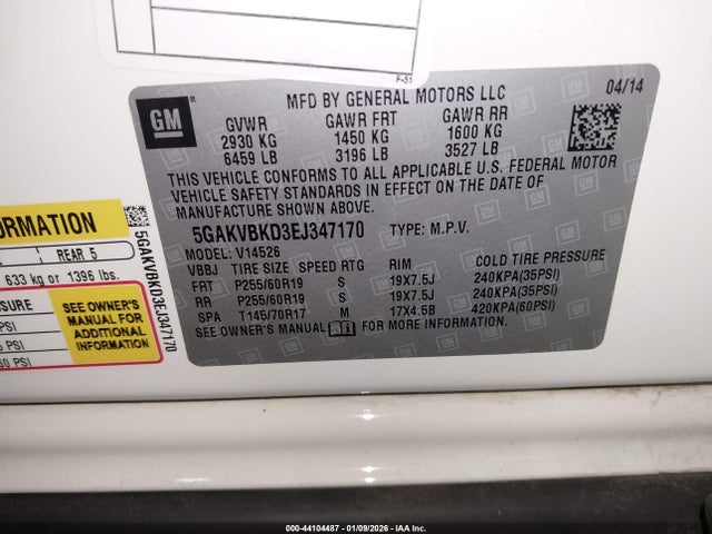 Buick Enclave Leather 2014 5GAKVBKD3EJ347170 Image 9