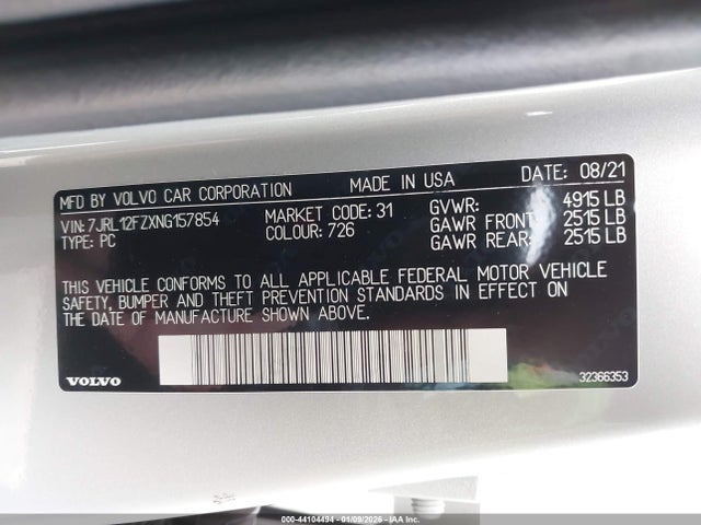 2022 VOLVO S60 7JRL12FZXNG157854 Photo 8